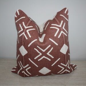 Rust Brown Boho Throw Pillow 20in x 20in